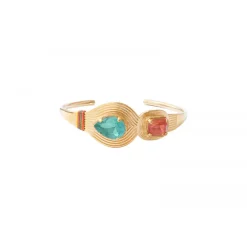 Adjustable Sun Bangle Bracelet - Turquoise and Pink