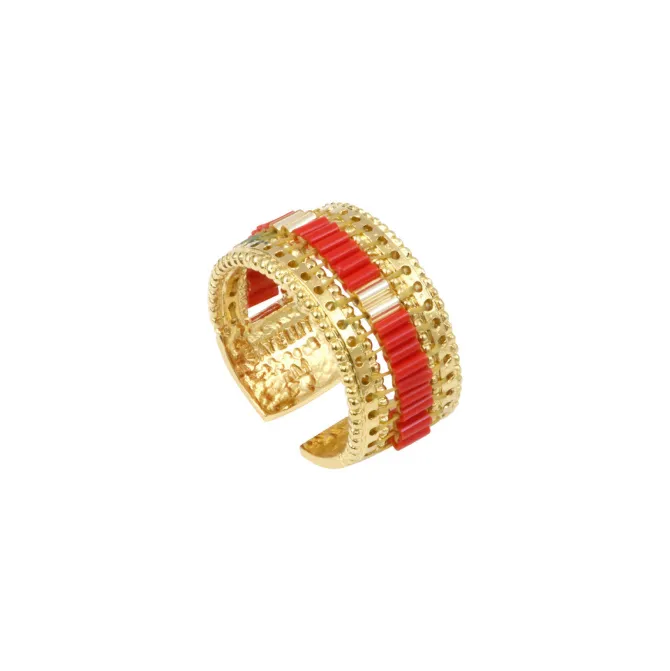 Alicudi adjustable medium ring - red