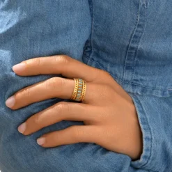 Alicudi adjustable medium ring - turquoise and coral