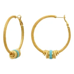Alicudi hoop earrings - turquoise and coral