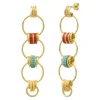 Alicudi long stud earrings for pierced ears - turquoise and coral