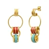 Alicudi pierced stud earrings - turquoise and coral