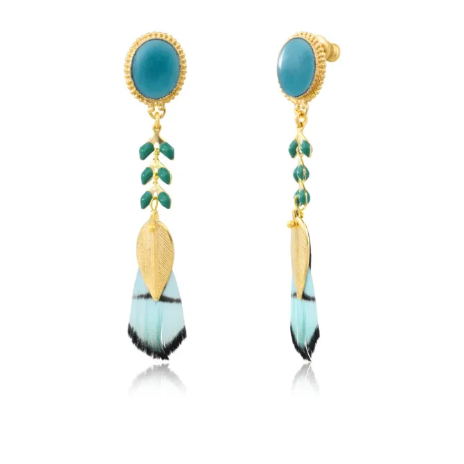 Alizia pierced stud earrings in gold-tone metal - blue