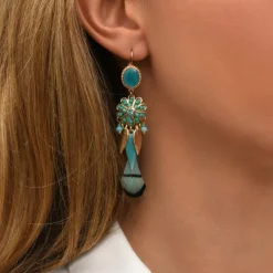 Alizia thin sleeper earrings - blue