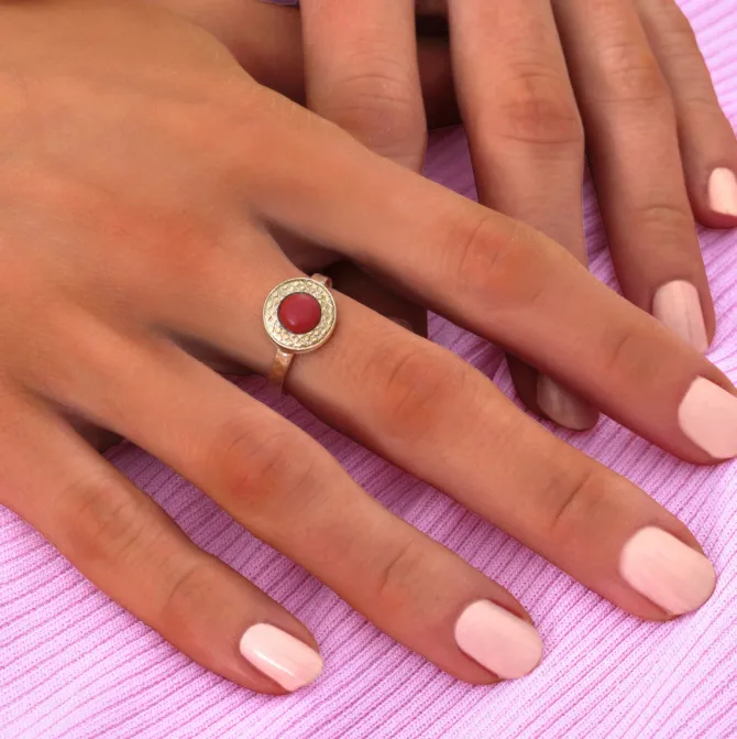 Angelique adjustable thin ring - red