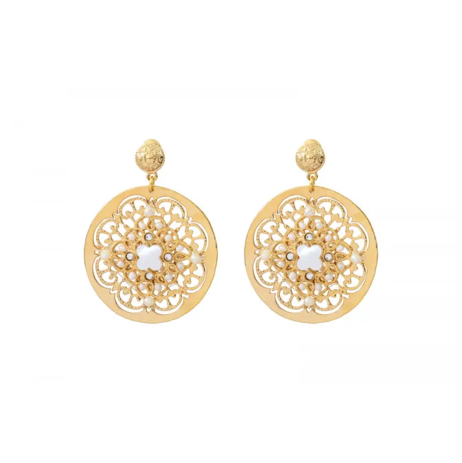 Angelique fine stud earrings - white