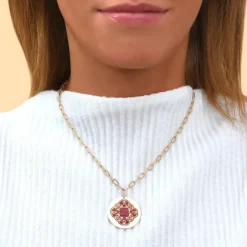 Angelique Pendant Chain Necklace - Red