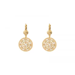 Angelique round sleeper earrings - white