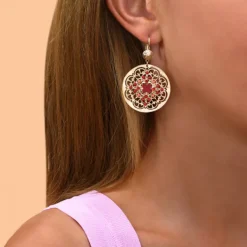 Angelique sleeper earrings - red