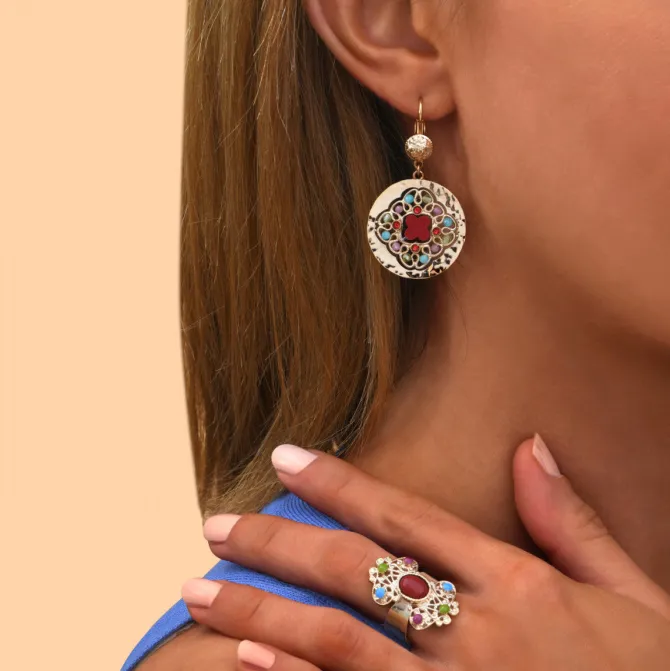 Angelique thin sleeper earrings - multicoloured