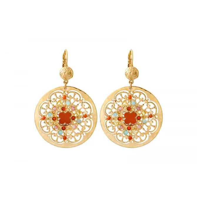 Angelique wide sleeper earrings - multicoloured