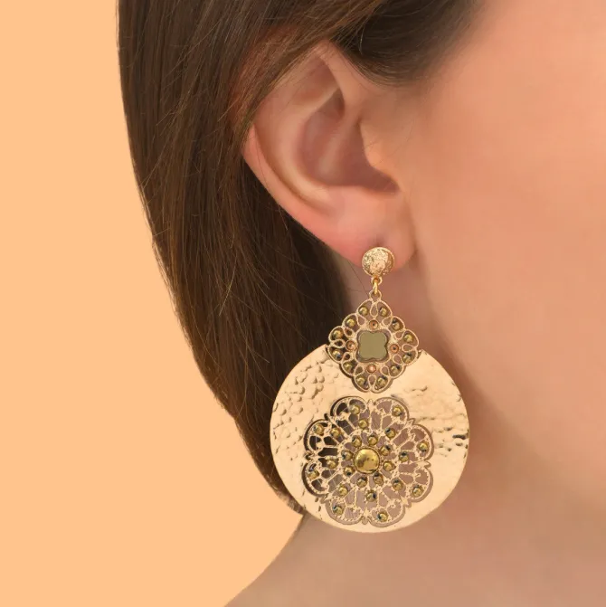 Angelique wide stud earrings - gold