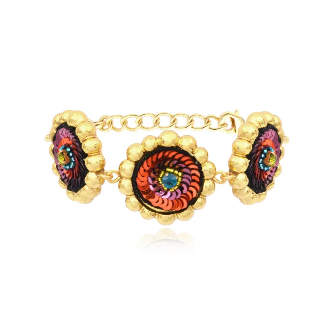 Angèle adjustable chain bracelet - orange and purple
