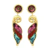 Angèle long clip-on earrings - orange and purple