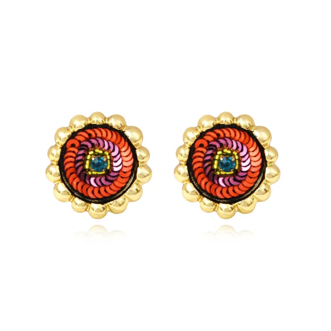 Angèle pierced stud earrings - orange