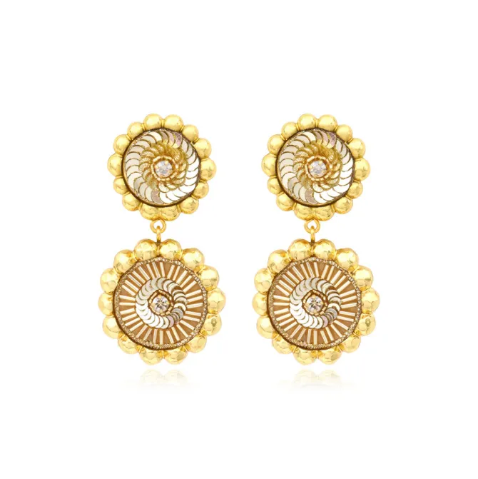 Angèle round clip-on earrings - gold