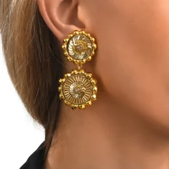 Angèle round clip-on earrings - gold