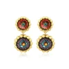 Angèle round clip-on earrings - orange and purple
