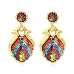 Angèle wide clip-on earrings - orange and purple