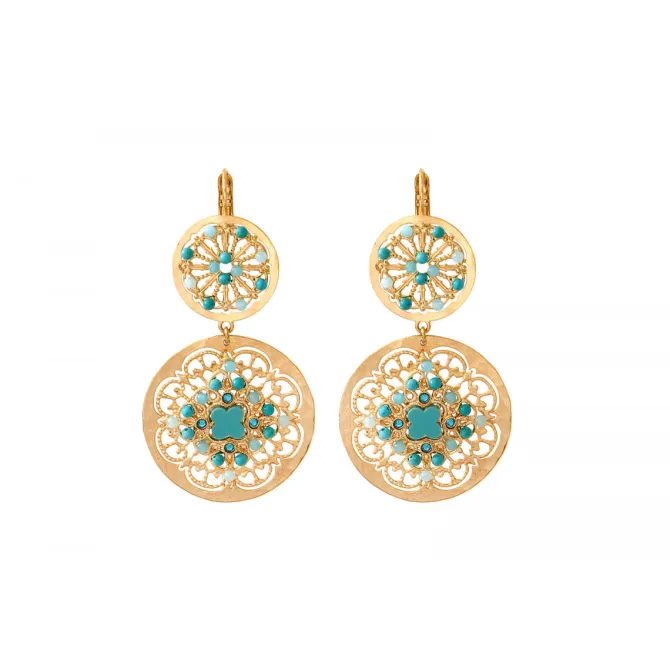Angélique wide sleeper earrings - turquoise