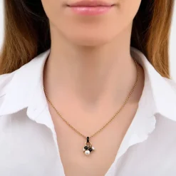 Annella delicate pendant necklace - black and white
