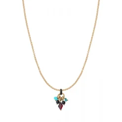 Annella delicate pendant necklace - red and turquoise