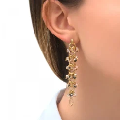 Annella gold-plated stud drop earrings