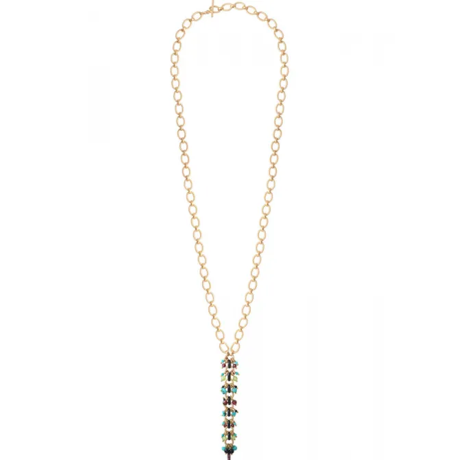 Annella long necklace - red and turquoise