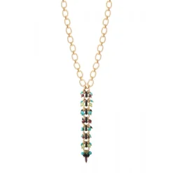 Annella long necklace - red and turquoise
