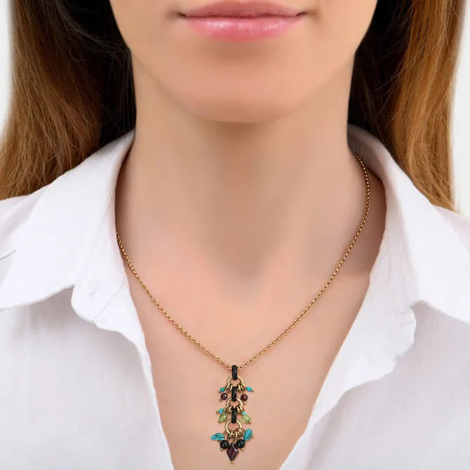 Annella pendant necklace - red and turquoise