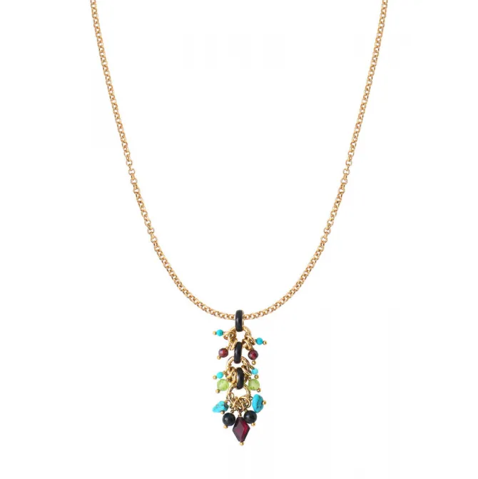 Annella pendant necklace - red and turquoise