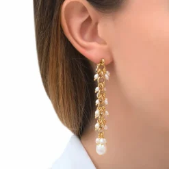 Annella pierced post drop earrings - white pearl