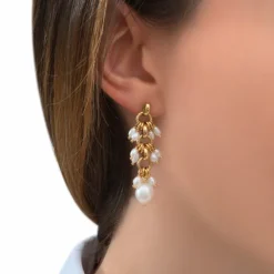Annella pierced stud earrings - white pearl