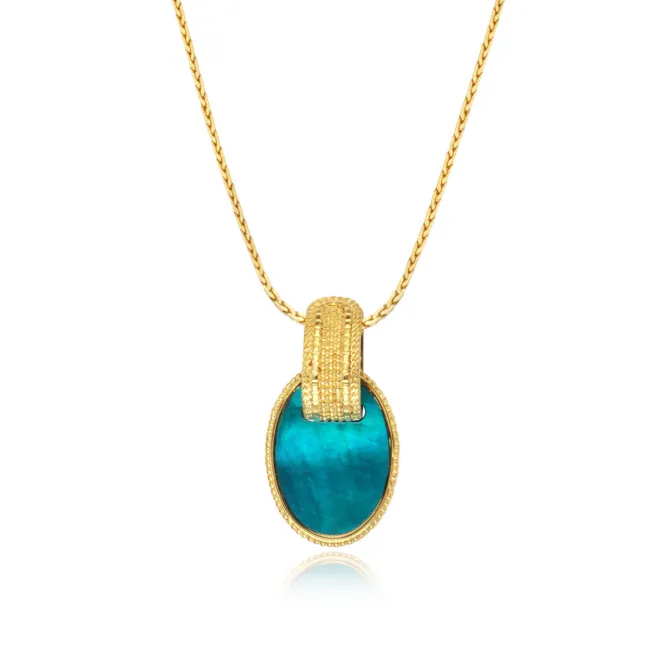 Ashanti braided chain pendant necklace – turquoise and green