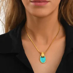 Ashanti braided chain pendant necklace – turquoise and green