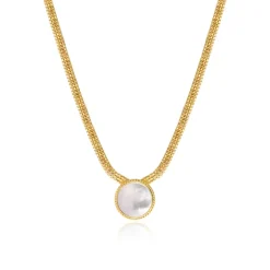 Ashanti flat chain pendant necklace – white