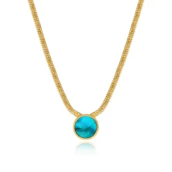 Ashanti flat chain pendant necklace – turquoise and green
