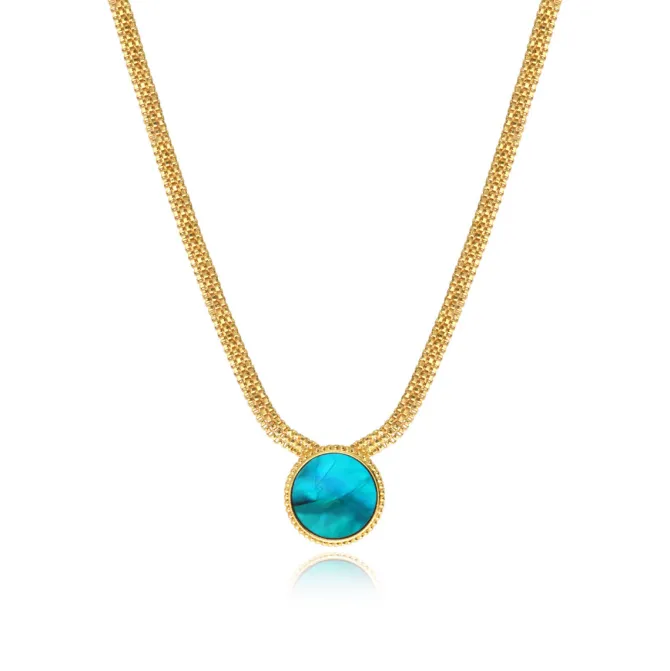 Ashanti flat chain pendant necklace – turquoise and green