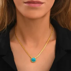 Ashanti flat chain pendant necklace – turquoise and green