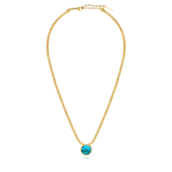 Ashanti flat chain pendant necklace – turquoise and green