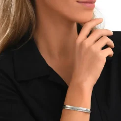 Ashanti medium adjustable bangle bracelet – silver