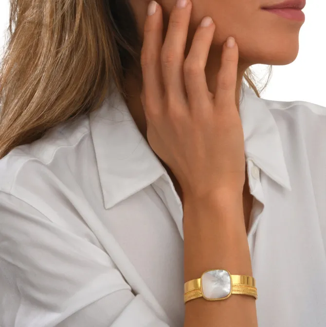 Ashanti medium adjustable bangle bracelet – white