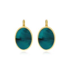 Ashanti oval sleeper earrings – turquoise and green