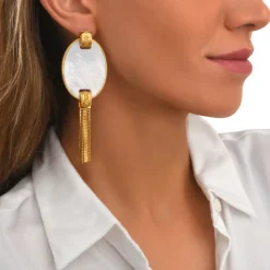Ashanti pierced stud earrings – white