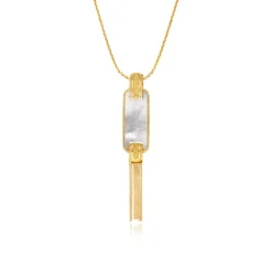 Ashanti rectangular mother-of-pearl pendant necklace – white
