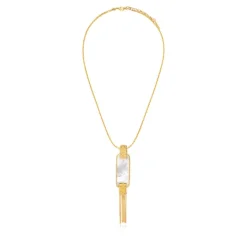 Ashanti rectangular mother-of-pearl pendant necklace – white
