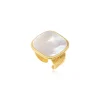 Ashanti Square Adjustable Ring – White