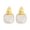 Ashanti square pierced stud earrings – white