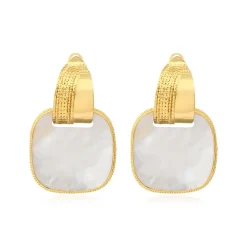 Ashanti square pierced stud earrings – white