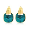 Ashanti square pierced stud earrings – turquoise and green